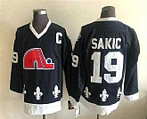 Men's Quebec Nordiques #19 Joe Sakic Black CCM Throwback Stitched NHL Jersey,baseball caps,new era cap wholesale,wholesale hats